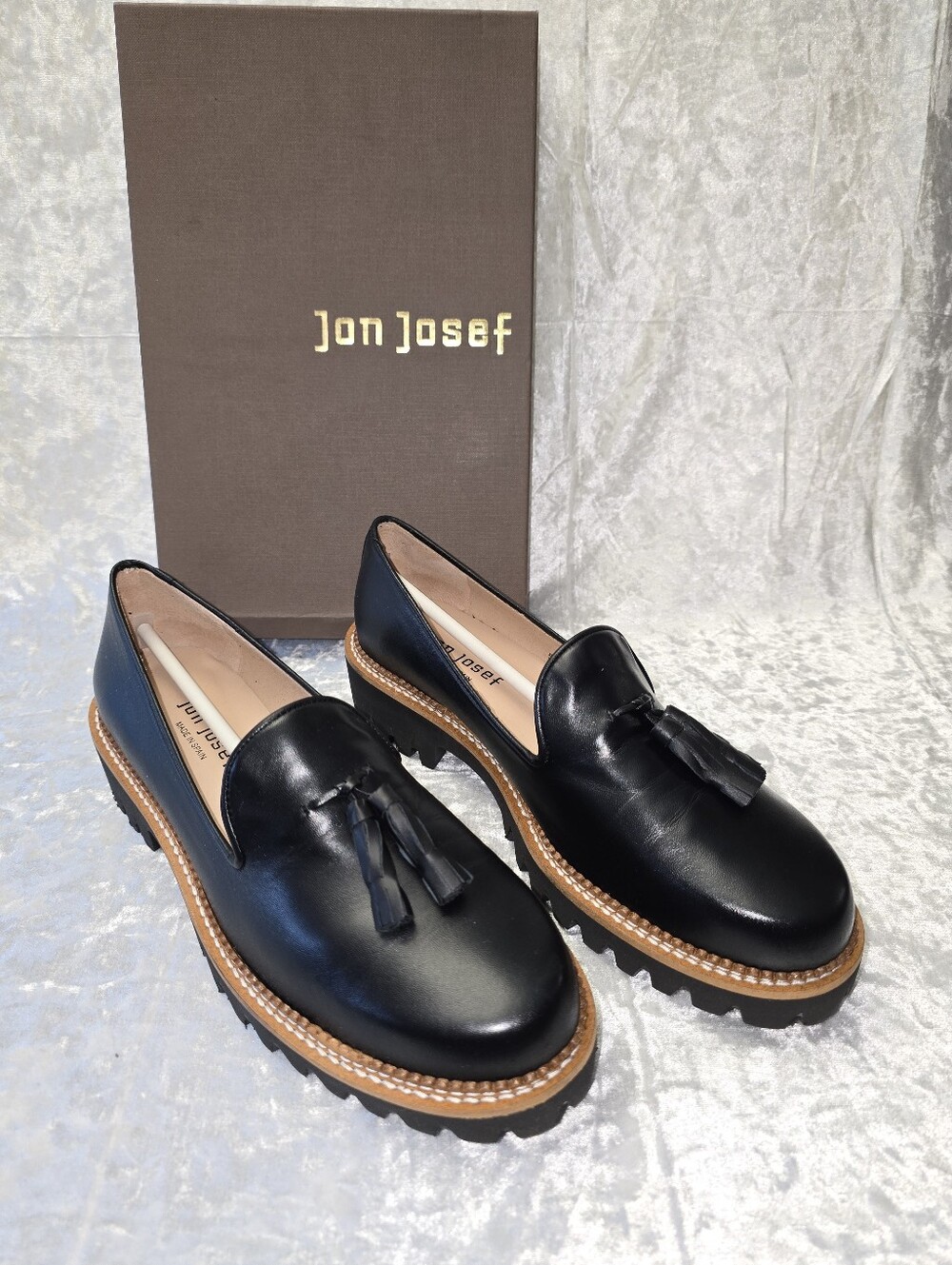 Jon Josef GoGo Black Leather Tassel Loafers
